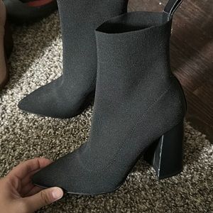 Steve Madden black stretch booties